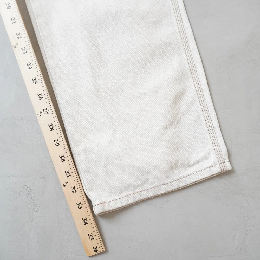 Vintage Dickies Carpenter Pants 36x34 Mens White Duck Canvas Workwear Distressed